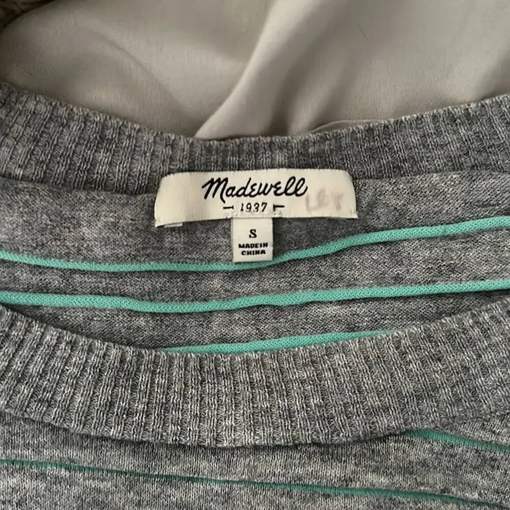 Madewell | Gray and Green Striped Top Size S